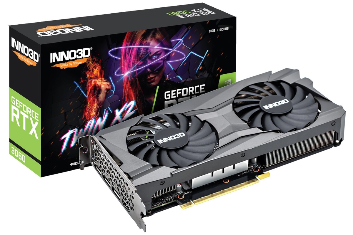 Inno3D videokaart nVidia GeForce RTX 3060 Twin X2 OC LHR 8GB GDDR6, N30602-08D6X-11902130