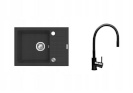Maidsinks kraanikauss must zestaw zlew z baterią giętką - Zlewozmywak BALI (62x44) 1B1D must + Bateria Flessi must Edition