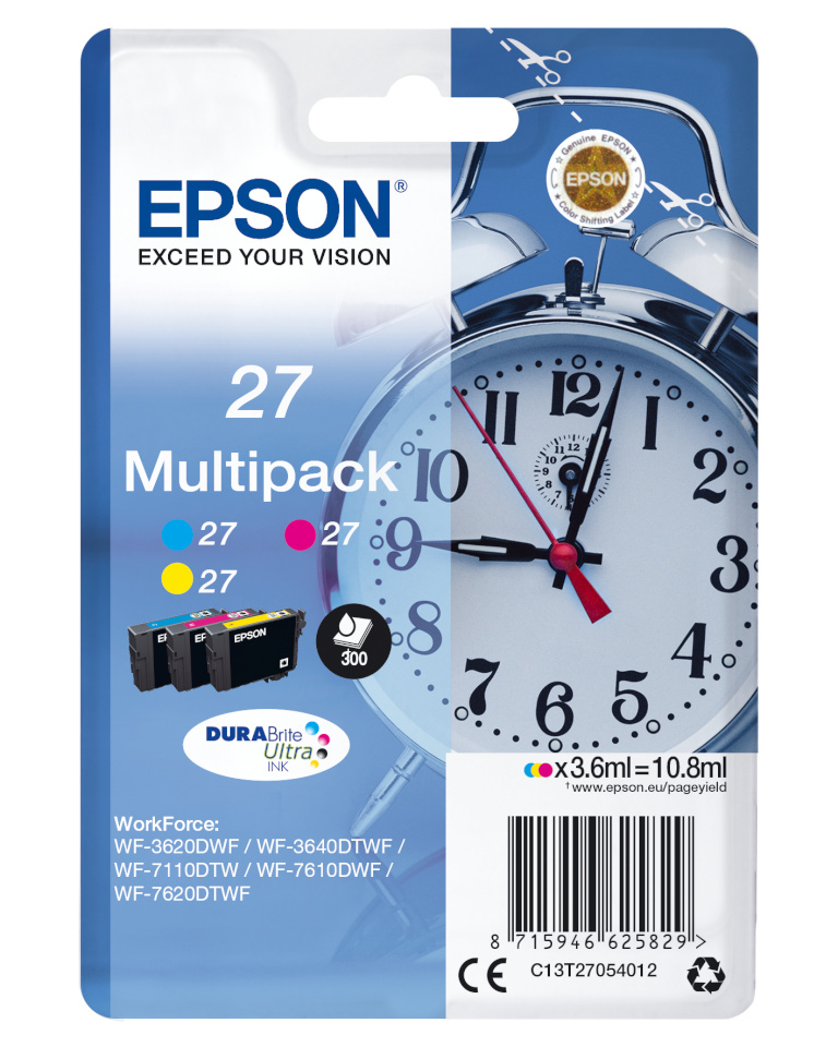 Epson tindikassettide komplekt 27, 3 värvi