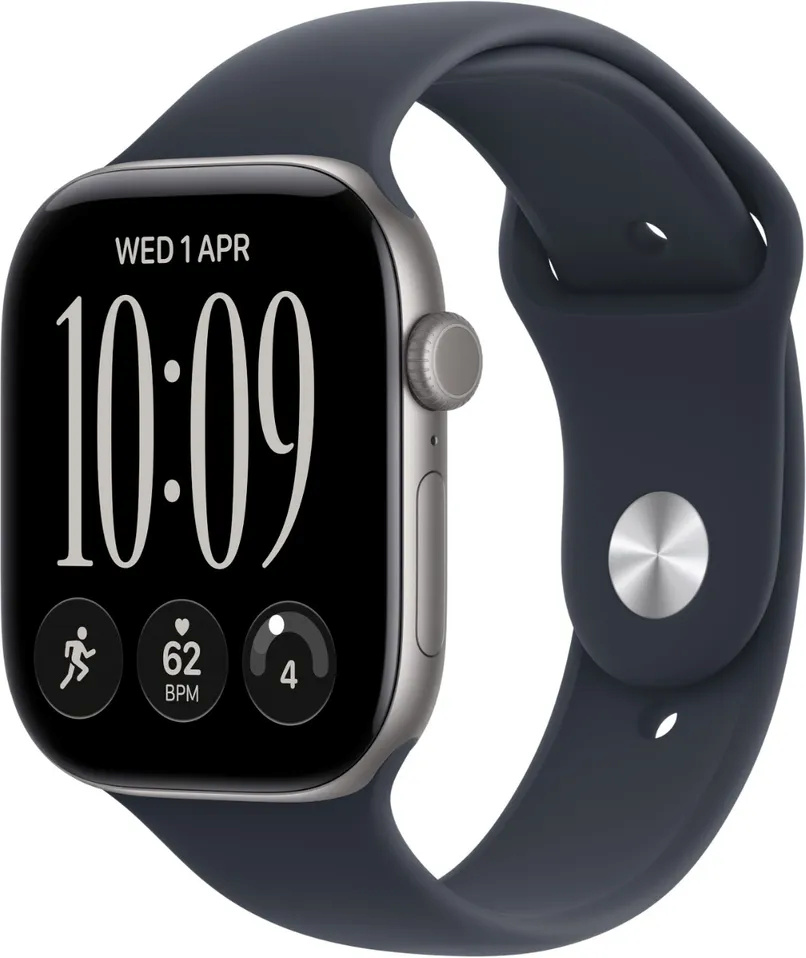 Apple Watch 12 46mm GPS, M/L, Space Grey Aluminium Case, Navy Blue Sport Band, tumehall / tumesinine