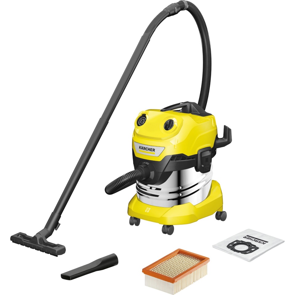 Kärcher vee- ja tolmuimeja WD 4 S V-20/5/22 Dry & Wet Vacuum Cleaner, kollane/must