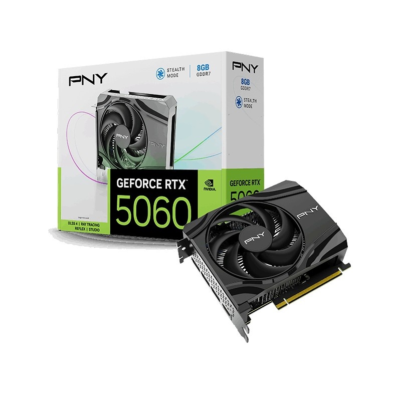 PNY videokaart PNY RTX5060 Single Fan 8GB GDDR7 3x DP, 1xHDMI