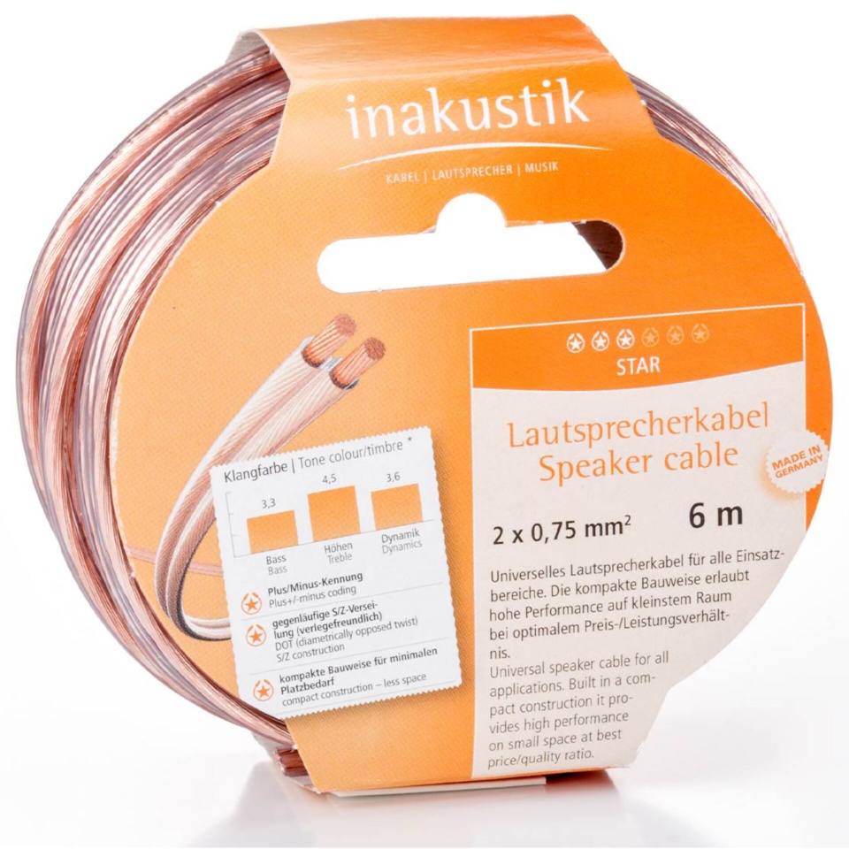 In-akustik audiokaabel Star Cable Ring 10m Speaker Cable 2 x 1mm