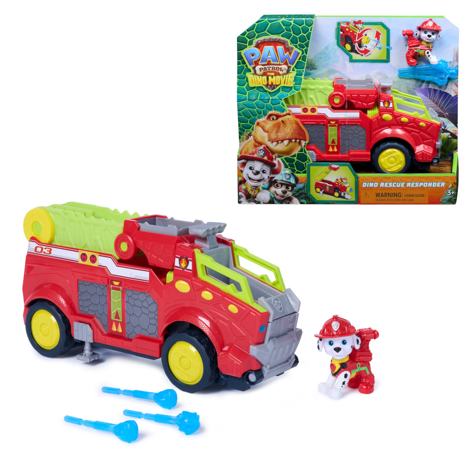 Paw Patrol mängufiguur: Der Dino Film - Marshalls extragroßes Dino-Rettungs-Feuerwehrauto