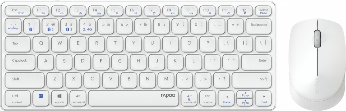 RAPOO klaviatuur Keyboard Set 9600M valge