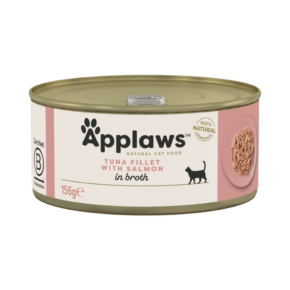 Applaws kassitoit Tuna Fillet with Salmon In Broth, 156g