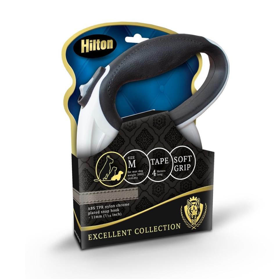 Hilton jalutusrihm Smart Dog M (20kg) Retractable Leash, 4m, valge/must 