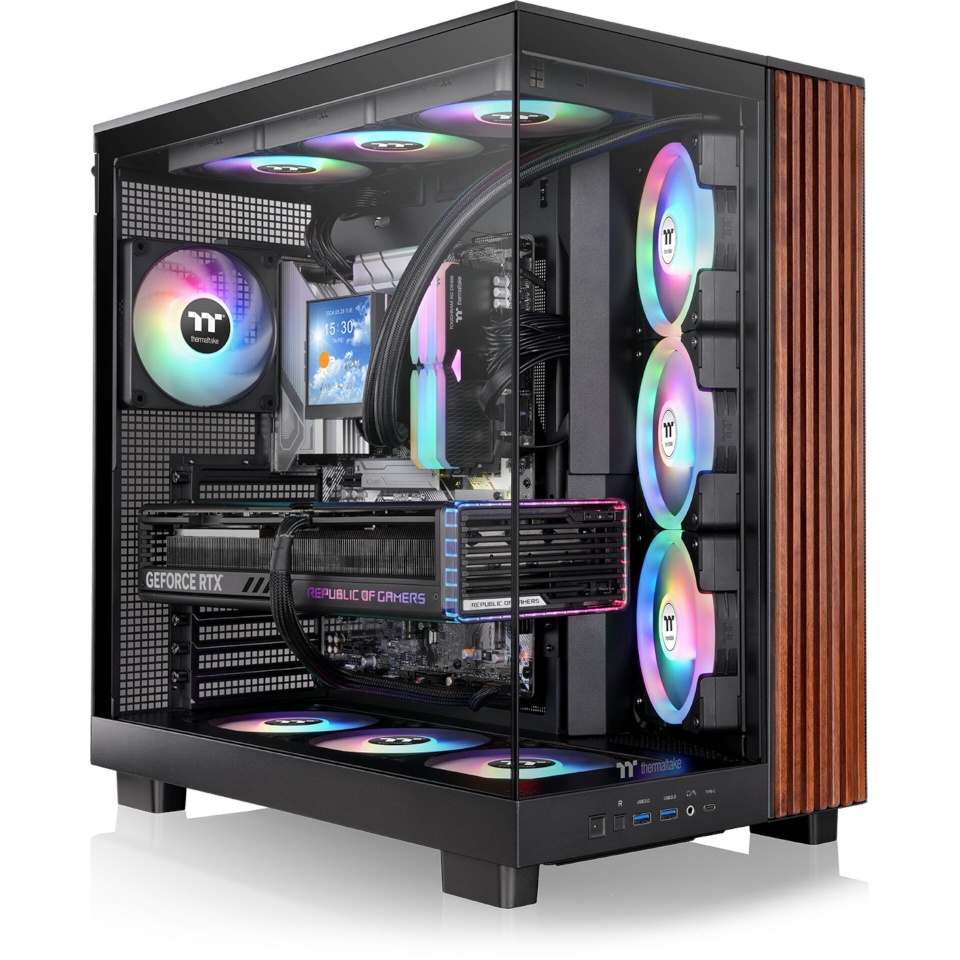 Thermaltake korpus View 380 XL WS ARGB (must/holz, Tempered Glass x 2, Holz-Struktur)
