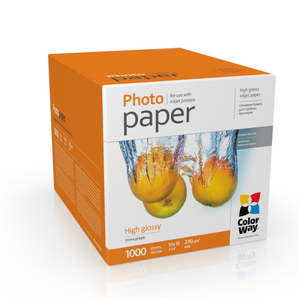 ColorWay fotopaber Photo Paper, 1000 sheets High Glossy 230 g/m² 10x15