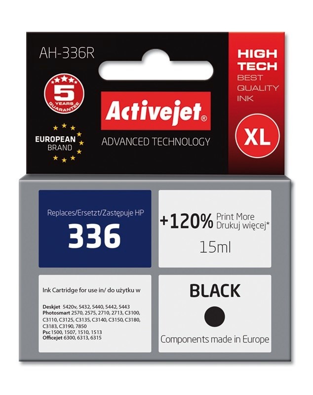 Activejet AH-336R Ink cartridge (replacement for HP 336 C9362EE; Premium; 15 ml; must)