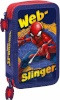 Kids Euroswan pinal 2 zipper pencil case with accessories Spiderman punane-sinine