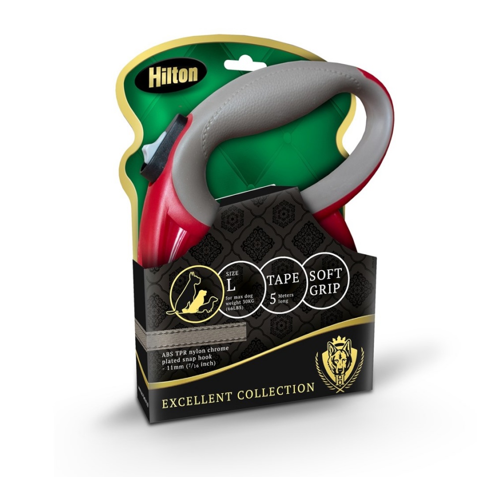 Hilton jalutusrihm Smart Dog L (30kg) Retractable Leash, 5m, punane/hall