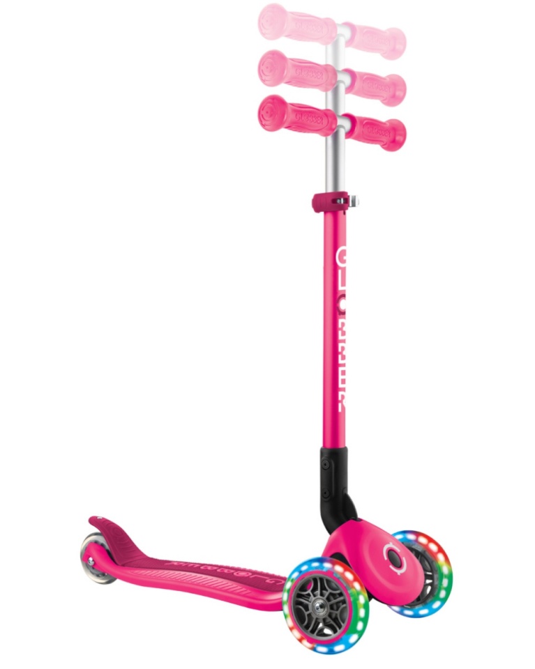 Globber tõukeratas Primo Foldab Lights 3+ 50kg (432-110-3), roosa
