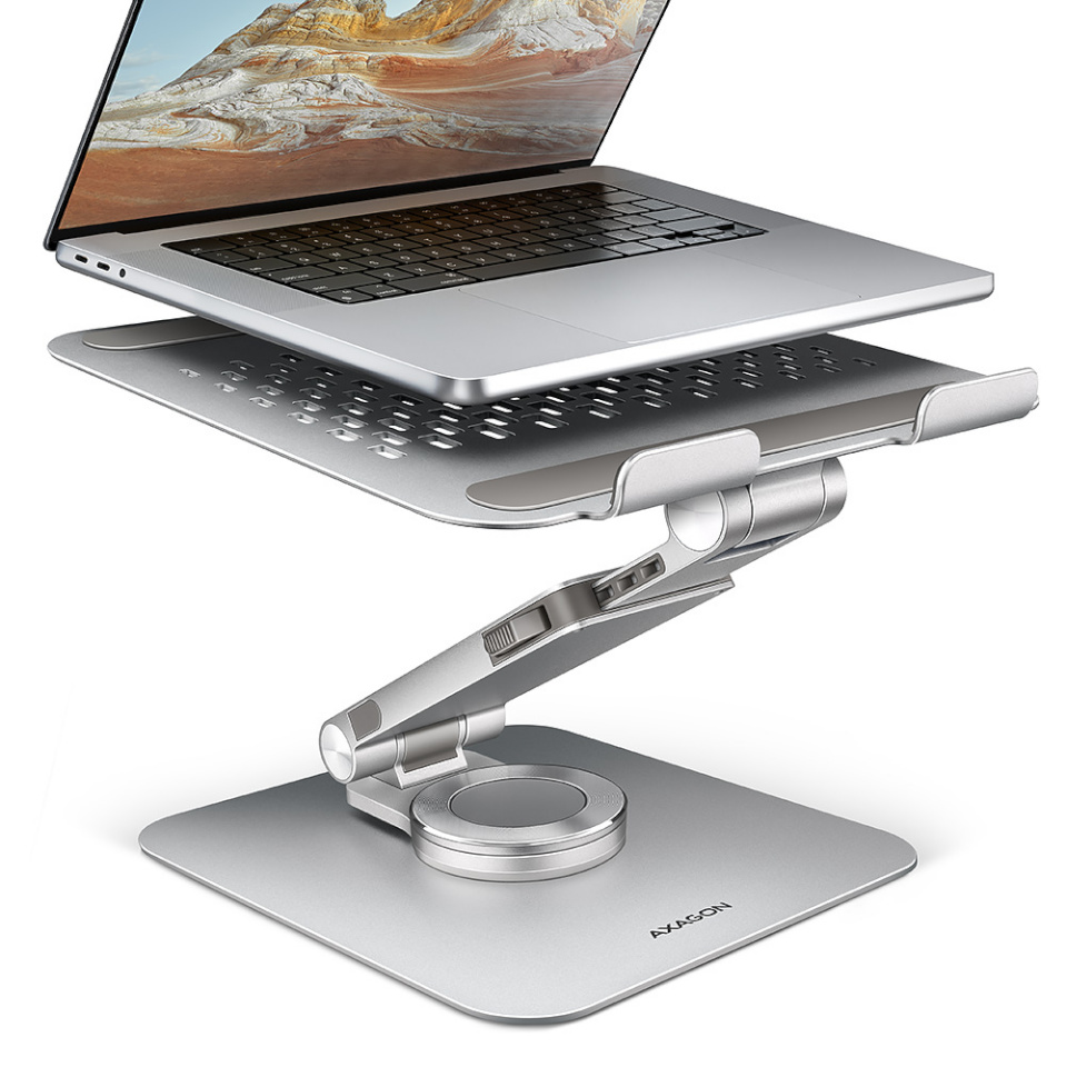AXAGON STND-LR ROTATING ALUMINUM Stand for 10" - 17" laptops, adjustable height & angle |
