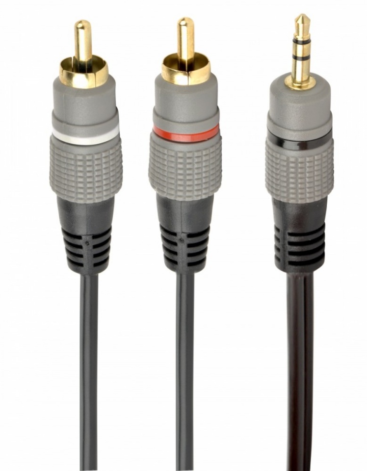 Gembird kaabel Audio 1x3,5mm/2xRCA 2,5m kuldne plated