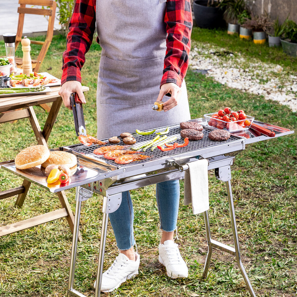 Innovagoods Roostevabast terasest kokkupandav söegrill ExelQ