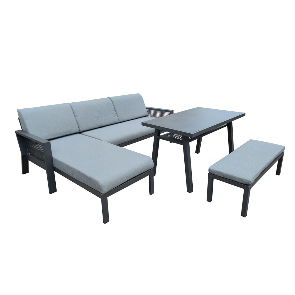 H4Y aiamööblikomplekt DELGADO nurgadiivan, laud ja pink