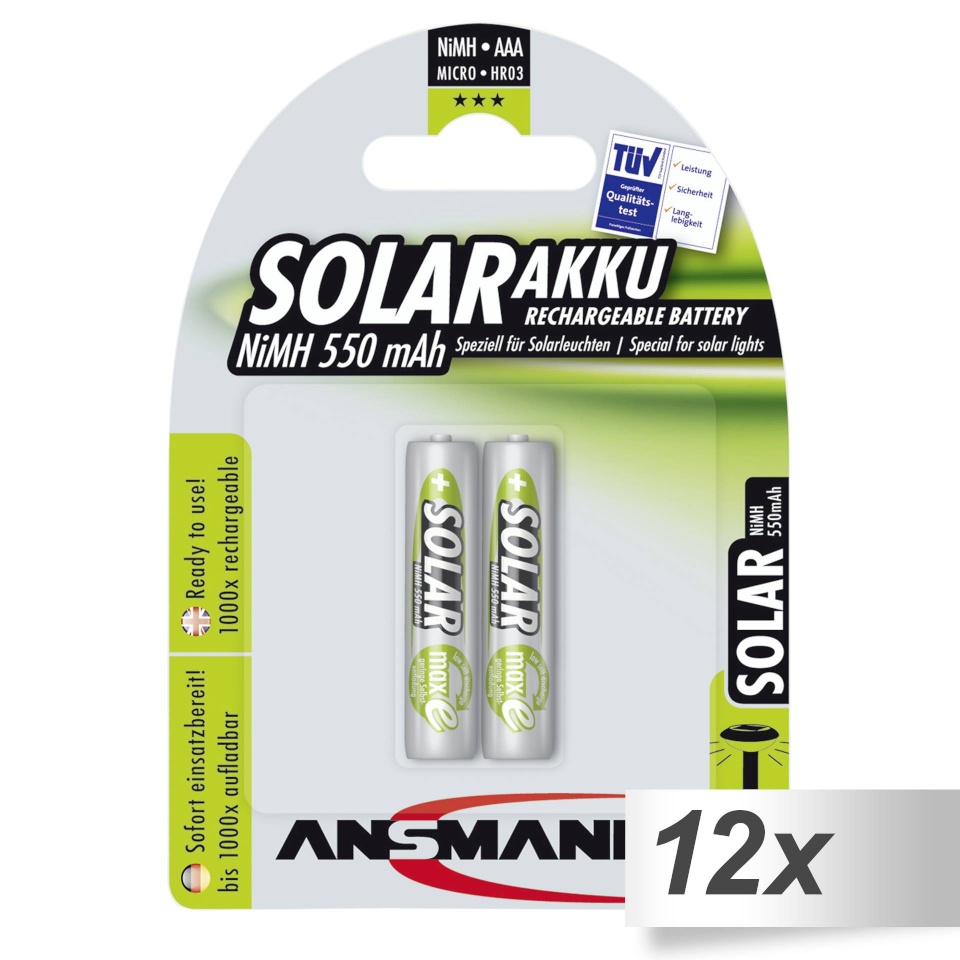 Ansmann akud 12x2 maxE NiMH Micro AAA 550mAh SOLAR