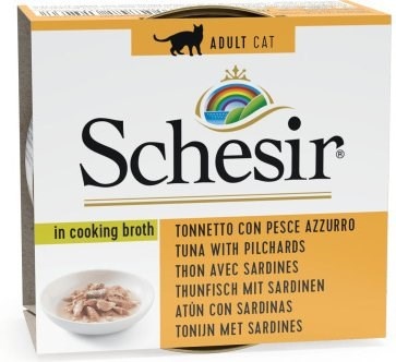 Agras Pet Foods kassitoit Schesir in Cooking Broth Tuna with Sardines, 70g