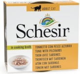 Agras Pet Foods kassitoit Schesir in Cooking Broth Tuna with Sardines, 70g