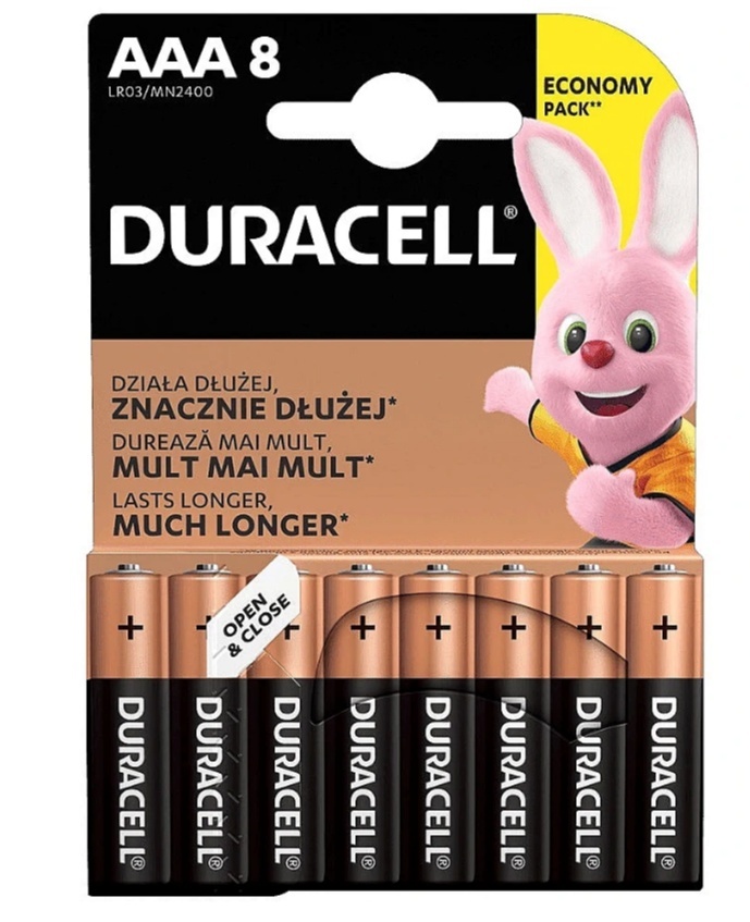 Duracell patareid Basic MN2400 AAA BL8
