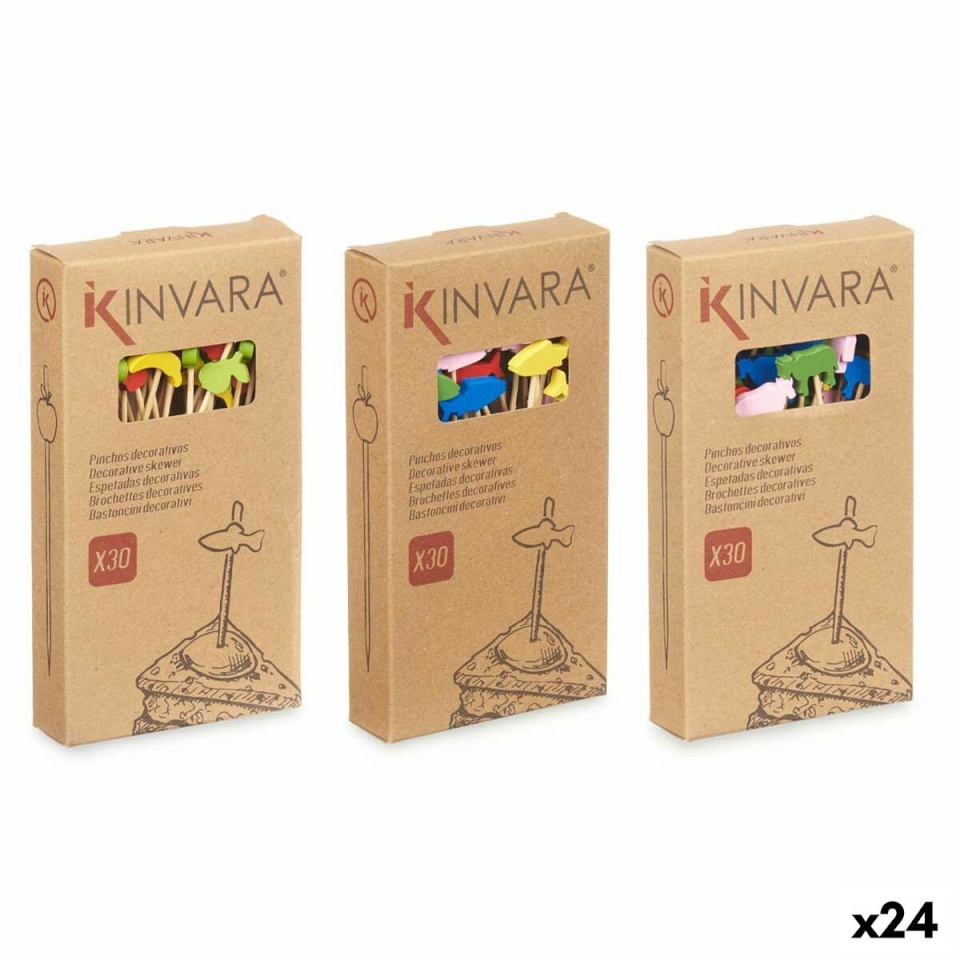 Kinvara Grillimisvarraste Komplekt Varras Kaunistatud Bambus 2,5x0,4x12,5cm 24 Ühikut