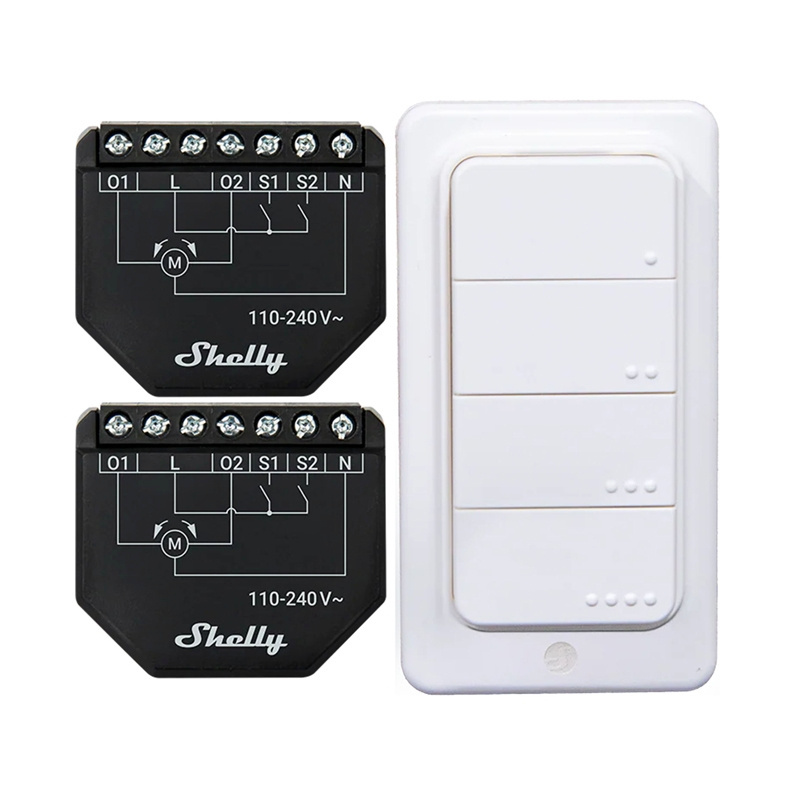 Shelly Set of 2 Blind/curtain WiFi controllers Shutter + BLU RC Button 4