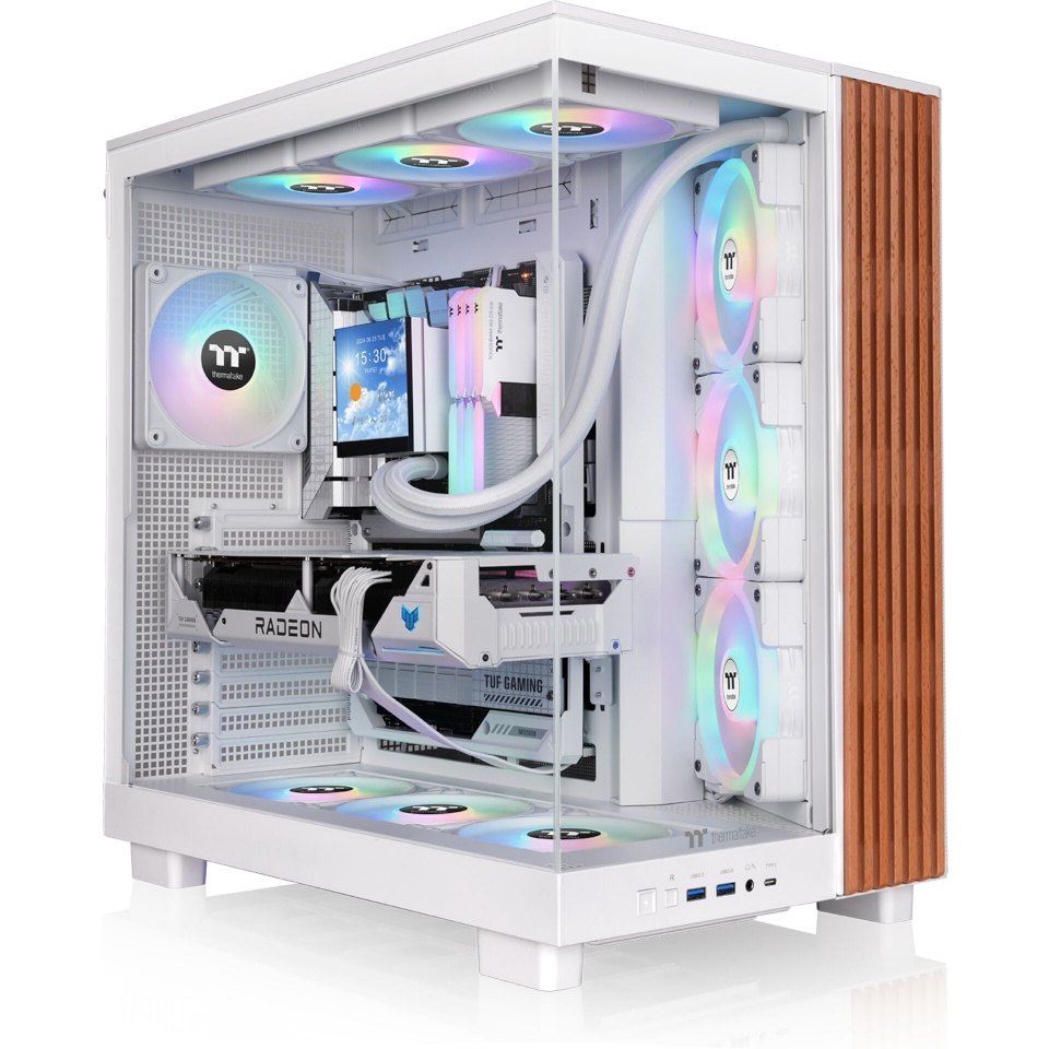 Thermaltake korpus View 380 XL WS ARGB (valge/holz, Tempered Glass x 2, Holz-Struktur)
