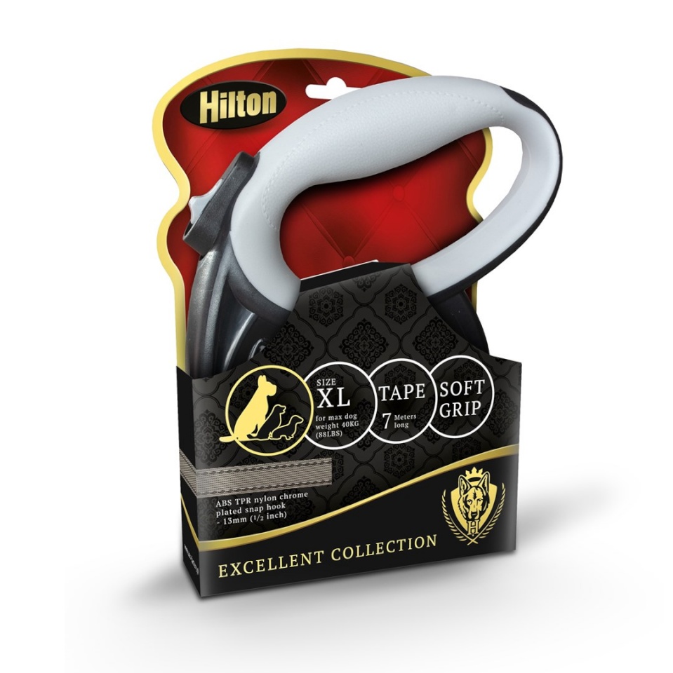 Hilton jalutusrihm Smart Dog XL (40kg)a Retractable Leash, 7m, must/hall