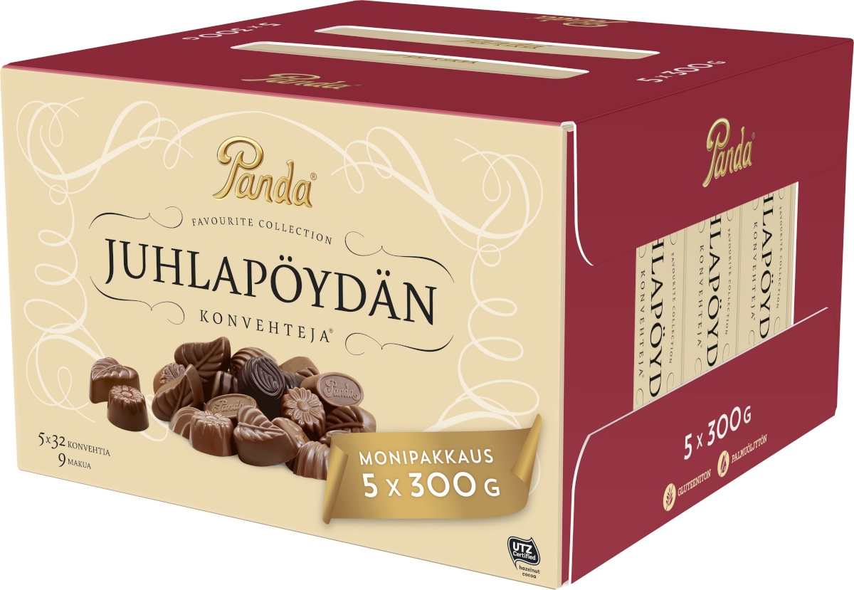 Panda Juhlapöydän šokolaadikommikarp, 300g, 5-pakk