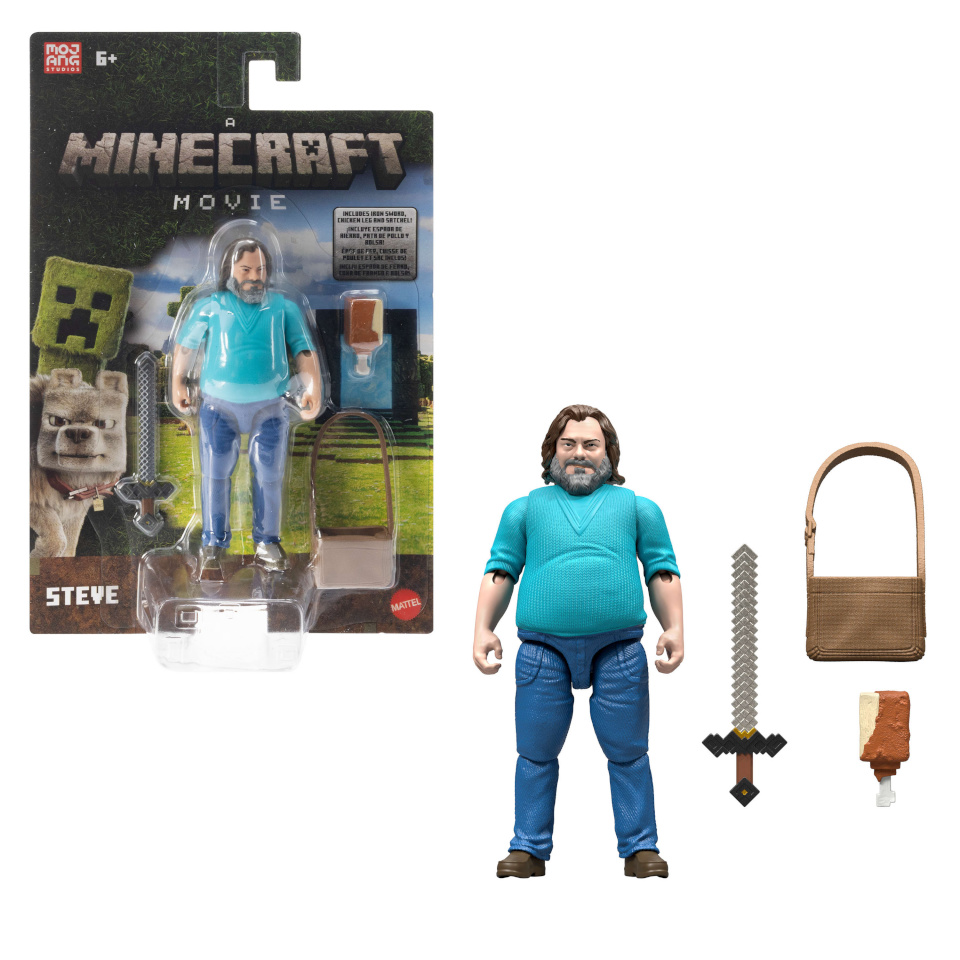 Mattel Minecraft Movie Steve Actionfigur und Zubehör (Spielset mit 10 cm Figur)
