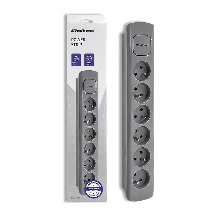 Qoltec pikendusjuhe Power strip 6 sockets, 1.8m, hall