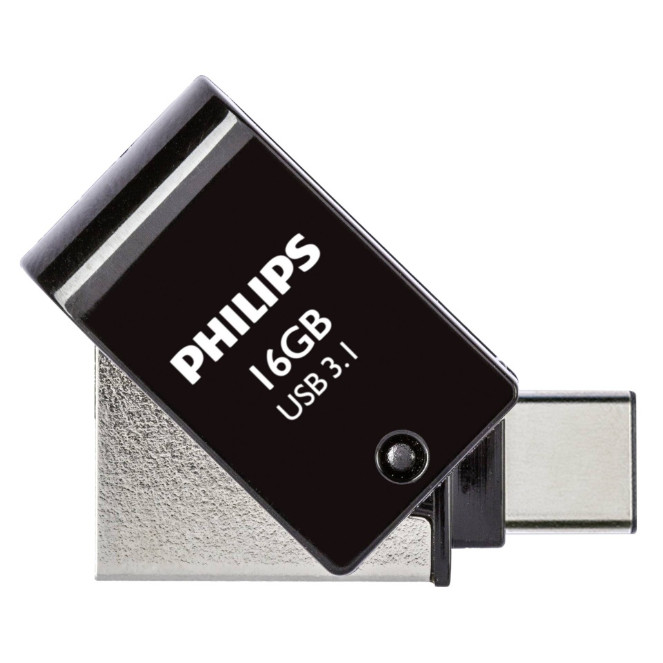 Philips mälupulk 2in1 OTG 16GB USB 3.1 + USB C Midnight Black, must