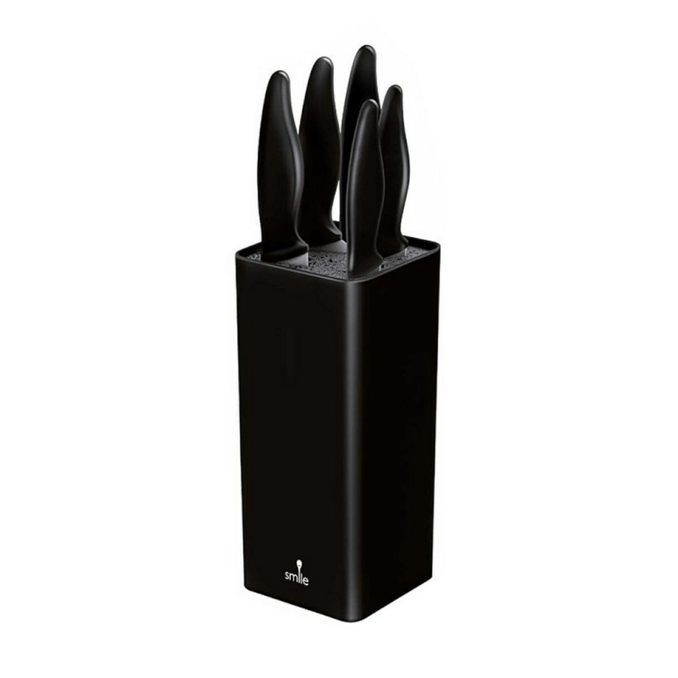 Smile nugade komplekt 6-piece Stainless Steel Knife Set in Modern Knife Block, must