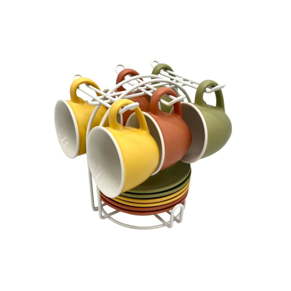 Home ESPRIT Komplekt: Kuus Tassi ja Taldrik Mitmevärviline Portselan 100ml