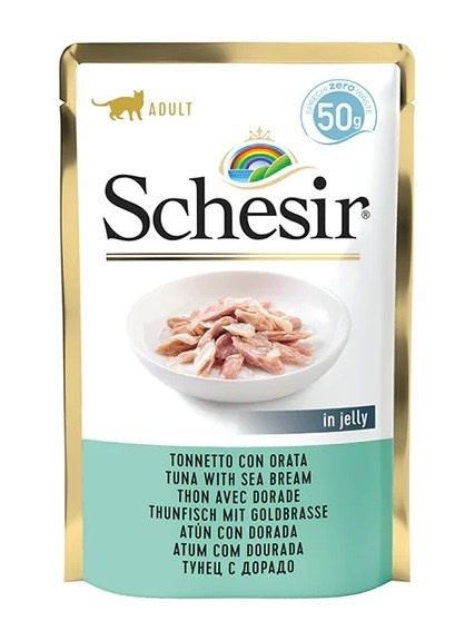 Agras Pet Foods kassitoit Schesir in Jelly Tuna with Sea Bream, 50g