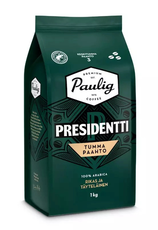 Paulig kohvioad Presidentti Dark Roast Coffee Beans, 1kg