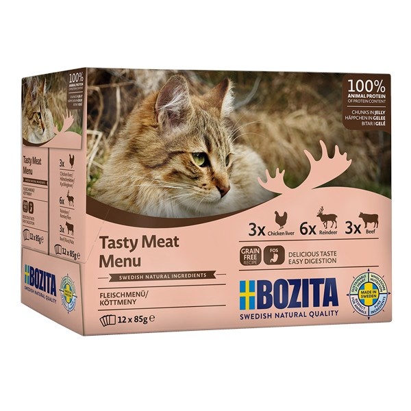 Bozita kassitoit Tasty Meat Menu Multibox Flavor Mix in Jelly, 12x85g