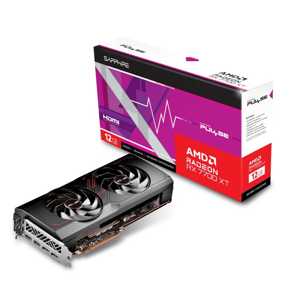 Sapphire videokaart Radeon RX7700XT Gaming Pulse 12GB GDDR6 HMDI DP