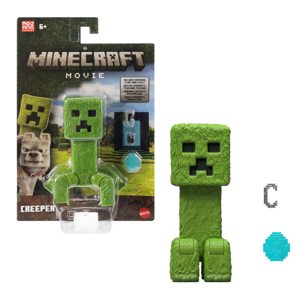 Mattel Minecraft Movie Creeper Actionfigur und Zubehör (Spielset mit 10 cm Figur)