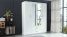 Top E Shop riidekapp ROMANA 160 BIEL bedroom wardrobe/closet 11 shelves 4 doors valge