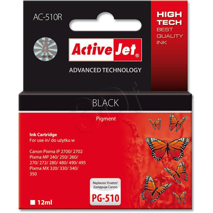 Activejet tindikassett AC-510R (Canon PG-510) Ink Cartridge, must