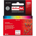 Activejet tindikassett AC-511R (Canon CL-511) Tri-Colour Ink Cartridge, Cyan, Magenta, kollane