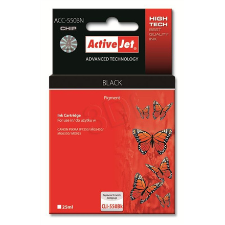 Activejet tindikassett ACC-550BN (Canon, PGI-550BK supreme 25ml must Chip)