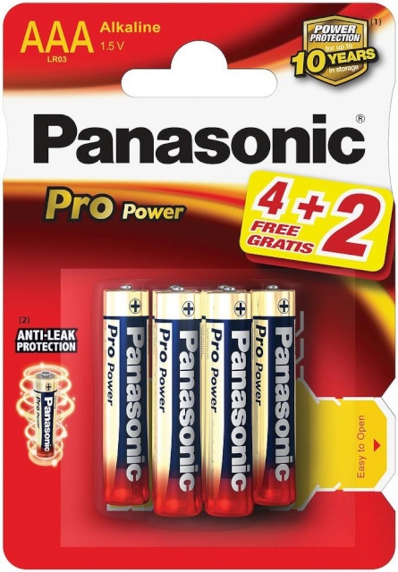 Panasonic patarei LR03PPG/6B (4+2 tk)