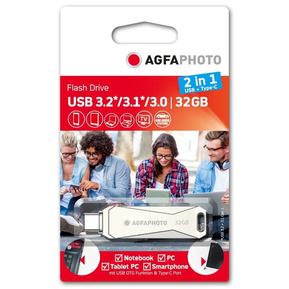AgfaPhoto mälupulk USB 3.0 2in1 32GB USB-C