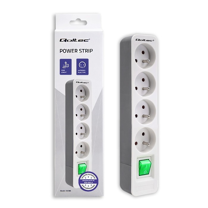 Qoltec pikendusjuhe Power strip 4 sockets, 1.8m