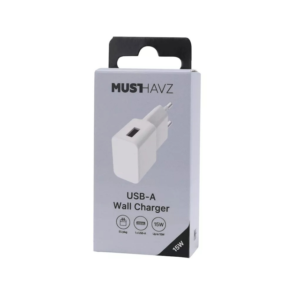 Musthavz juhtmevaba laadija USB-A Charger 15W Easy to Go Musthavz valge