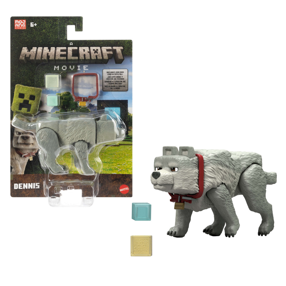 Mattel Minecraft Movie Wolf Actionfigur und Zubehör (Spielset mit 10 cm Figur)