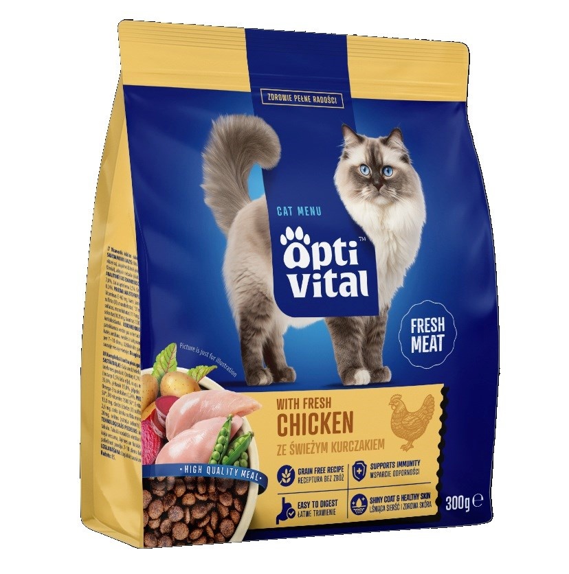 Optivital kuivtoit kassile With fresh chicken - Dry cat Food- 300g